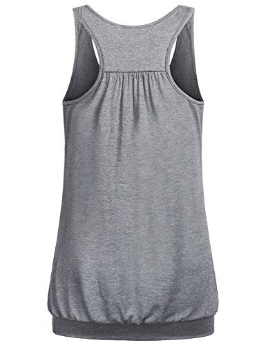 Miusey Workout Clothes Womens Round Neck Sleeveless Relaxed Yoga Racerback Flowy Loose Fit Cotton Summer Ribbed Shirts Yoga Tank Tops XXL Gray - Image 2