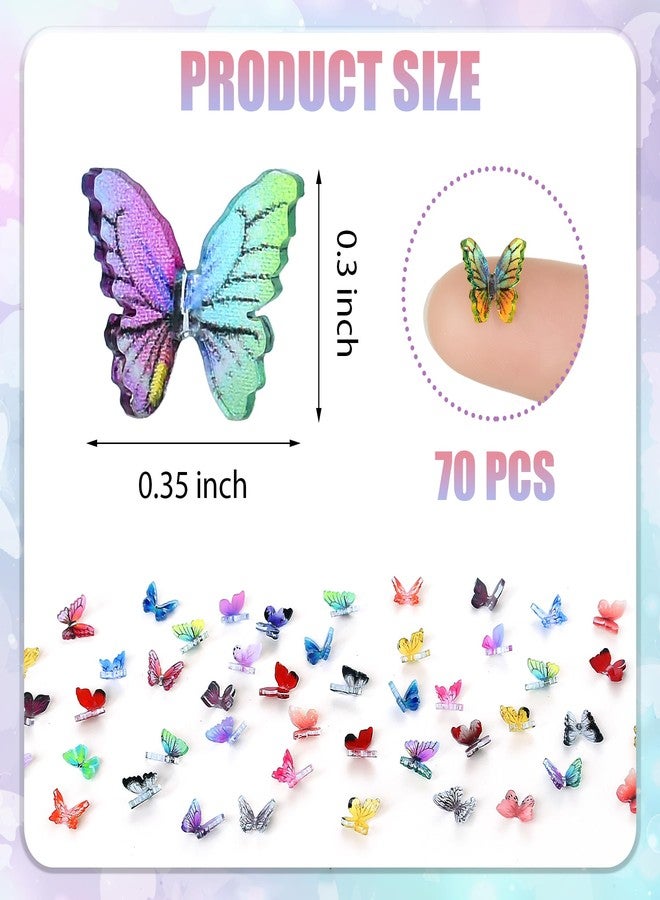 Yuronam 70 Pcs Mini Butterflies Tiny Resin Butterflies Miniature Ornaments for Fairy Garden Dollhouse Micro Landscape Decoration - Image 2
