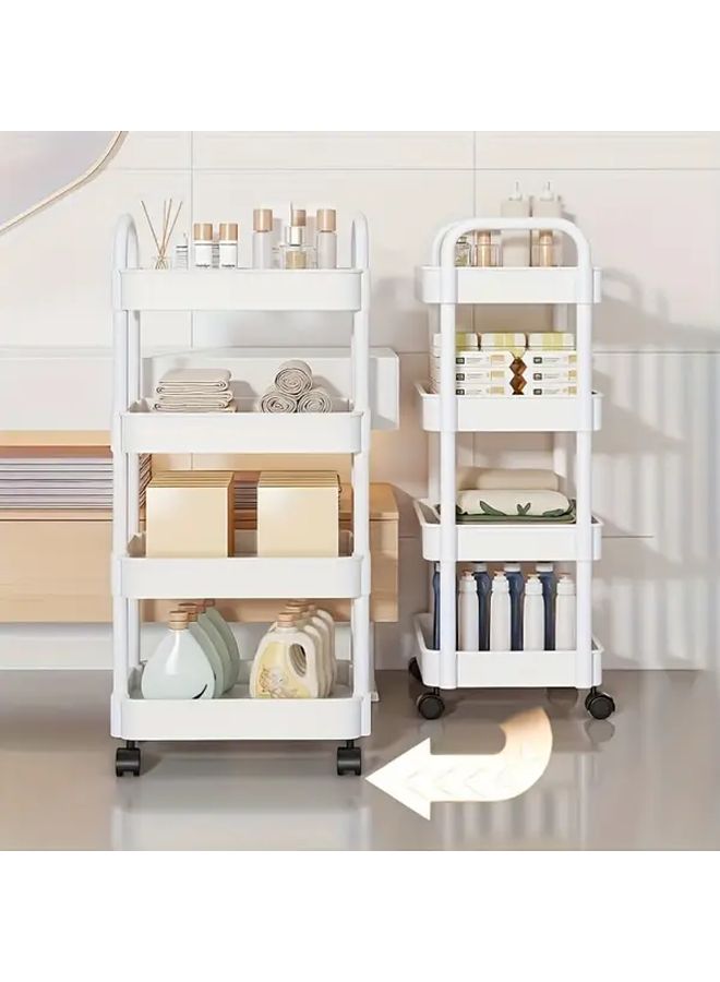 Rolling Hollow Storage Rack Bathroom Cart with Multi Tiered Organization for Narrow Spaces White Easy Assembly - Image 2