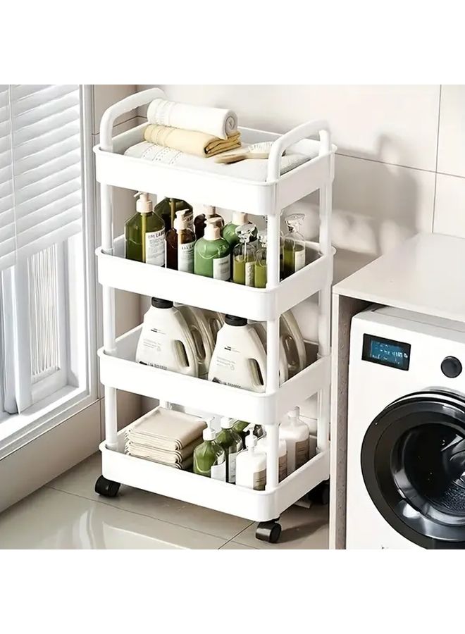 Rolling Hollow Storage Rack Bathroom Cart with Multi Tiered Organization for Narrow Spaces White Easy Assembly - Image 1