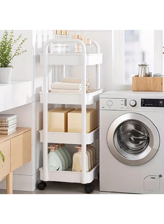 Rolling Hollow Storage Rack Bathroom Cart with Multi Tiered Organization for Narrow Spaces White Easy Assembly - Image 5