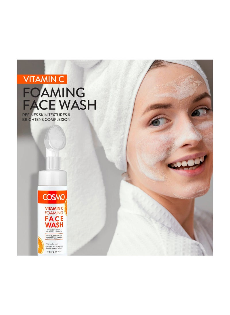 COSMO - Vitamin C Foaming Face Wash With Built In Brush For Deep Cleansing 175 Ml - Image 1