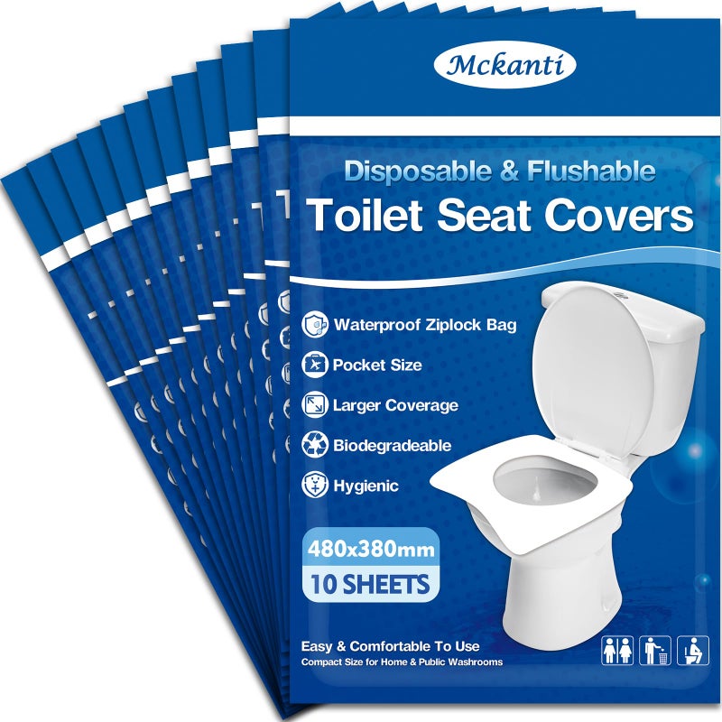 Mckanti Toilet Seat Covers Disposable - 120 Pack XL Flushable Paper Toilet Seat Covers for Adults Kids Potty Training, Biodegradable Travel Essential Accessories for Public Restrooms Airplane Camping - Image 1