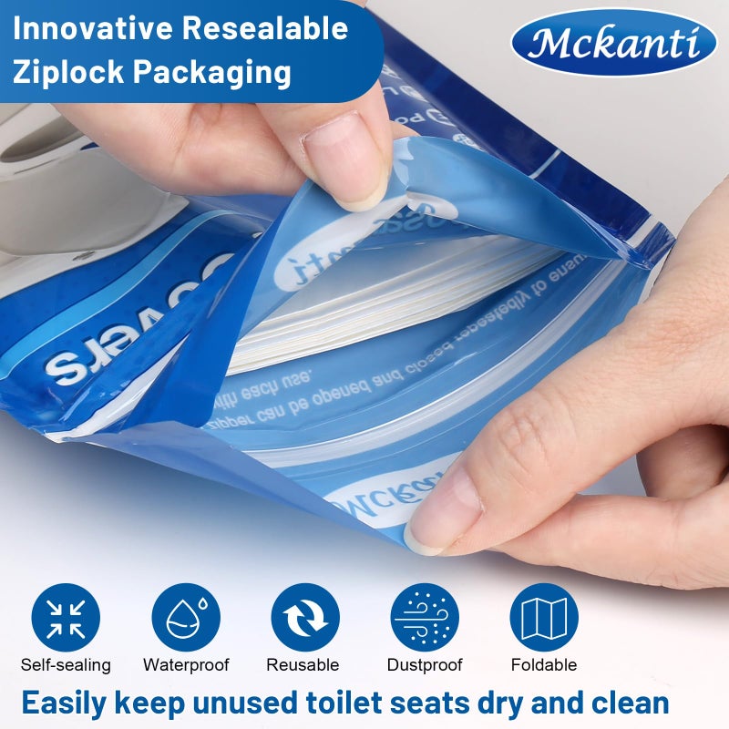 Mckanti Toilet Seat Covers Disposable - 120 Pack XL Flushable Paper Toilet Seat Covers for Adults Kids Potty Training, Biodegradable Travel Essential Accessories for Public Restrooms Airplane Camping - Image 2
