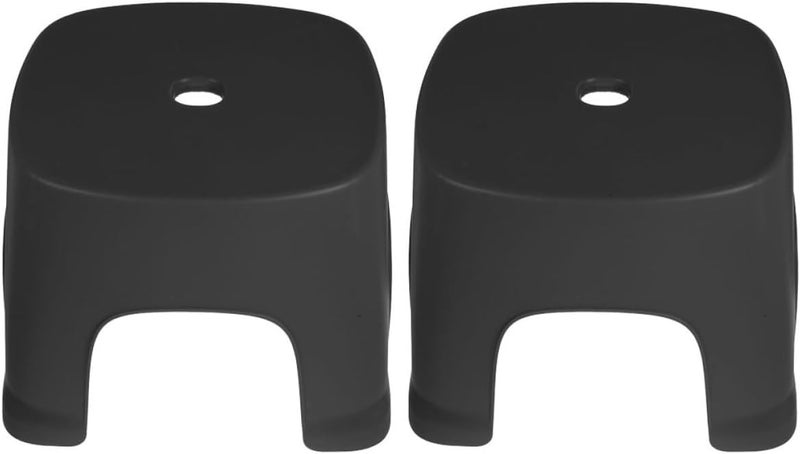 2pcs Plastic Non-Slip Household Bathroom Footstool for Adults, Compact Black Foot Step Stool for Toilet Use and Shoe Changing - Image 1