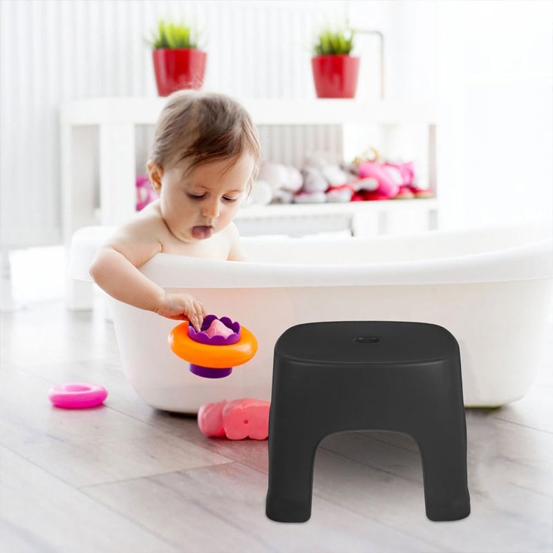 2pcs Plastic Non-Slip Household Bathroom Footstool for Adults, Compact Black Foot Step Stool for Toilet Use and Shoe Changing - Image 5