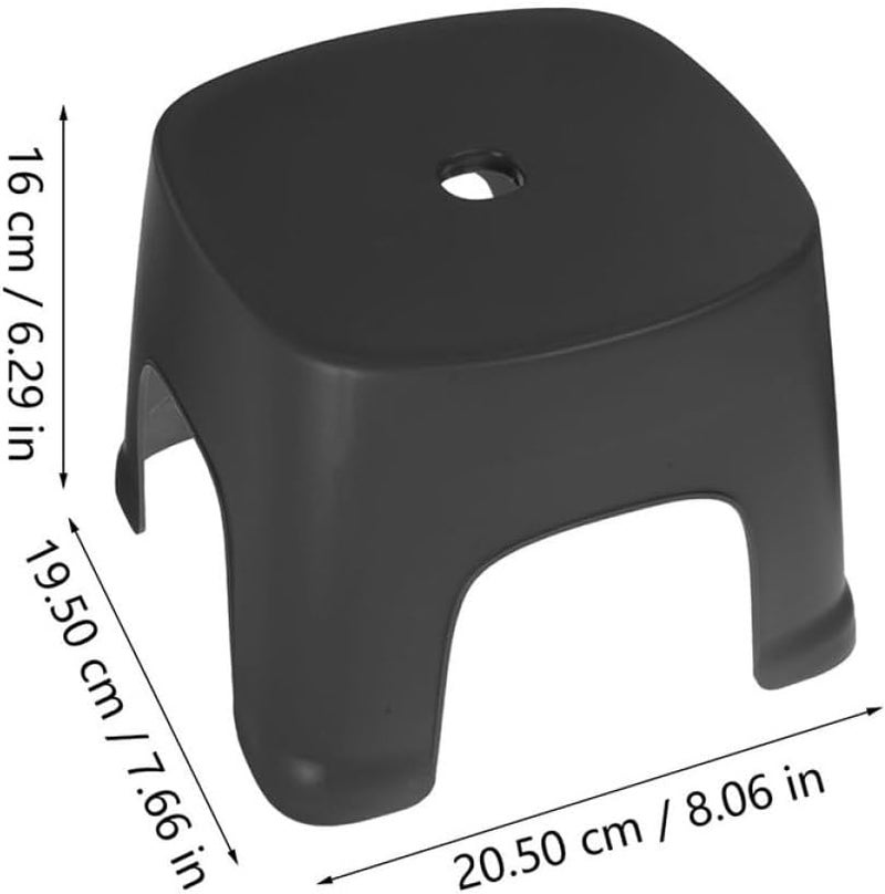 2pcs Plastic Non-Slip Household Bathroom Footstool for Adults, Compact Black Foot Step Stool for Toilet Use and Shoe Changing - Image 2