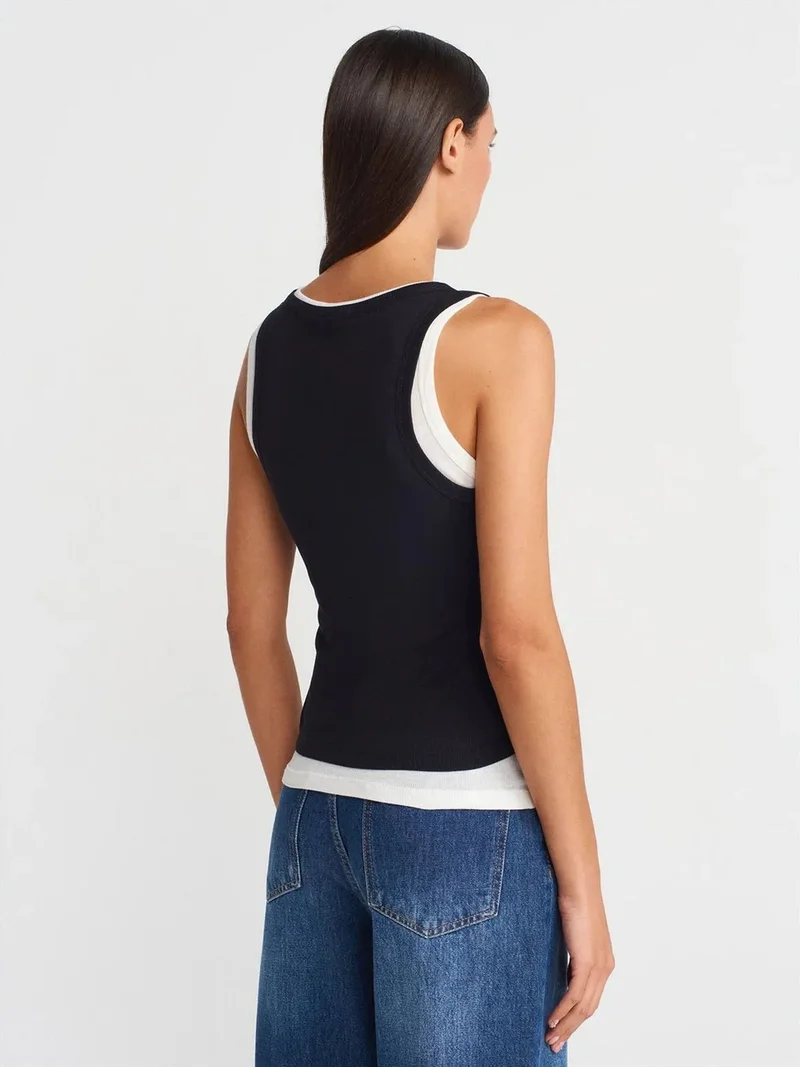 ديلفين DILVIN Ribbed Cotton Sleeveless Cami Blouse