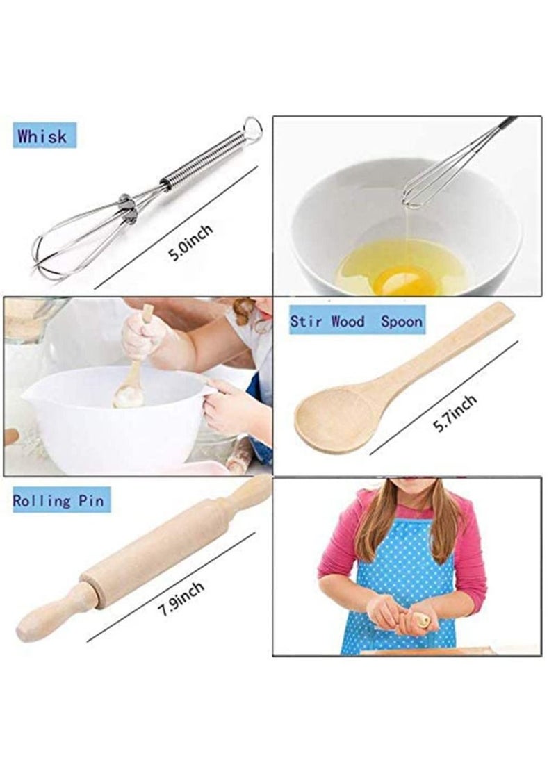 زي الطبخ والخبز للأطفال، دور الطاهي يشمل مئزر للأطفال الصغار، قبعة الطاهي، أدوات، قاطع كعكة، قفاز طهي، قوالب كب كيك لملابس الأطفال هدية عيد ميلاد - Image 5