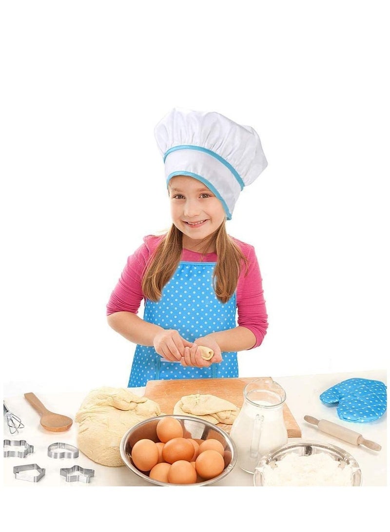زي الطبخ والخبز للأطفال، دور الطاهي يشمل مئزر للأطفال الصغار، قبعة الطاهي، أدوات، قاطع كعكة، قفاز طهي، قوالب كب كيك لملابس الأطفال هدية عيد ميلاد - Image 2
