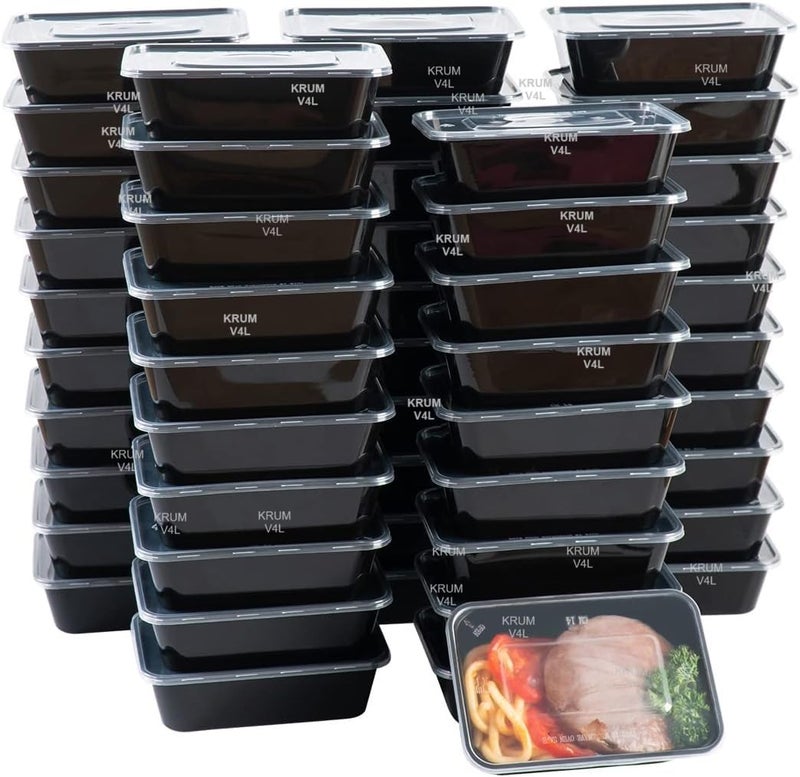 V4L Black Takeout Food Containers Food Storage Containers With Lids Freezer Safe | Meal Prep | Microwavable Dishwasher | Leakproof | BPA Free (750ml Pack of 10) - Image 3