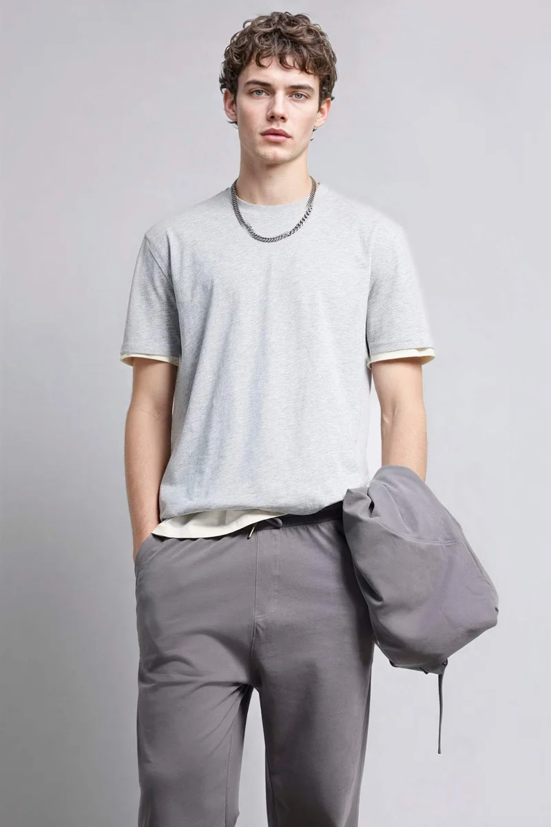 ديفاكتو 100% Cotton Regular Fit Crew Neck Basic T-Shirt