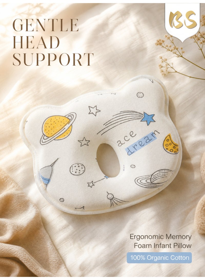 BS U-Shaped Contoured Shaping Pillow for Newborns | Suitable for ages 0–1 | High-density, slow-rebound memory foam (temperature-independent) | Near-zero height to support cervical spine development | Safe materials: formaldehyde-free and fluorescent agent-free | 3D central groove with scientific zoning for head shaping | Fully washable and easy to maintain - Image 3