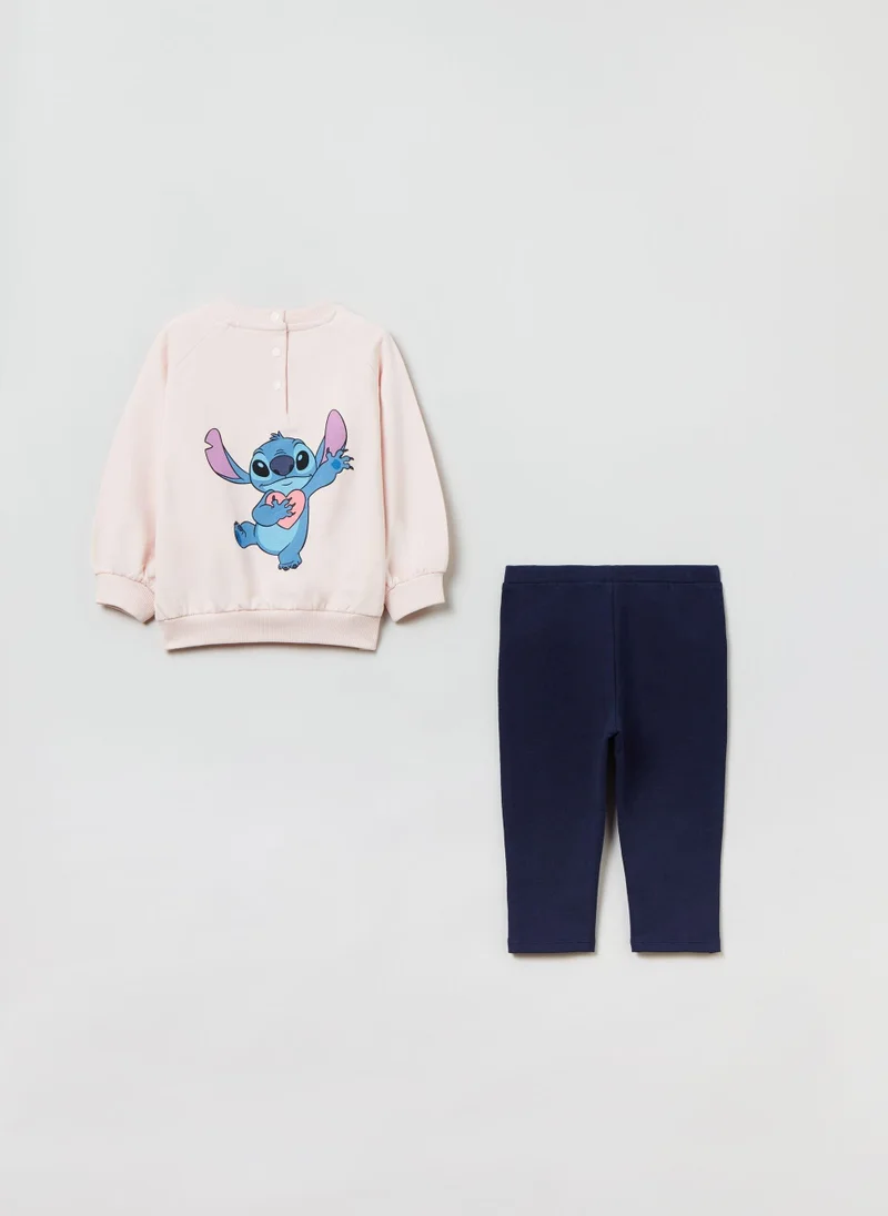 او في اس Ovs Top And Leggings Jogging Set With Stitch Print