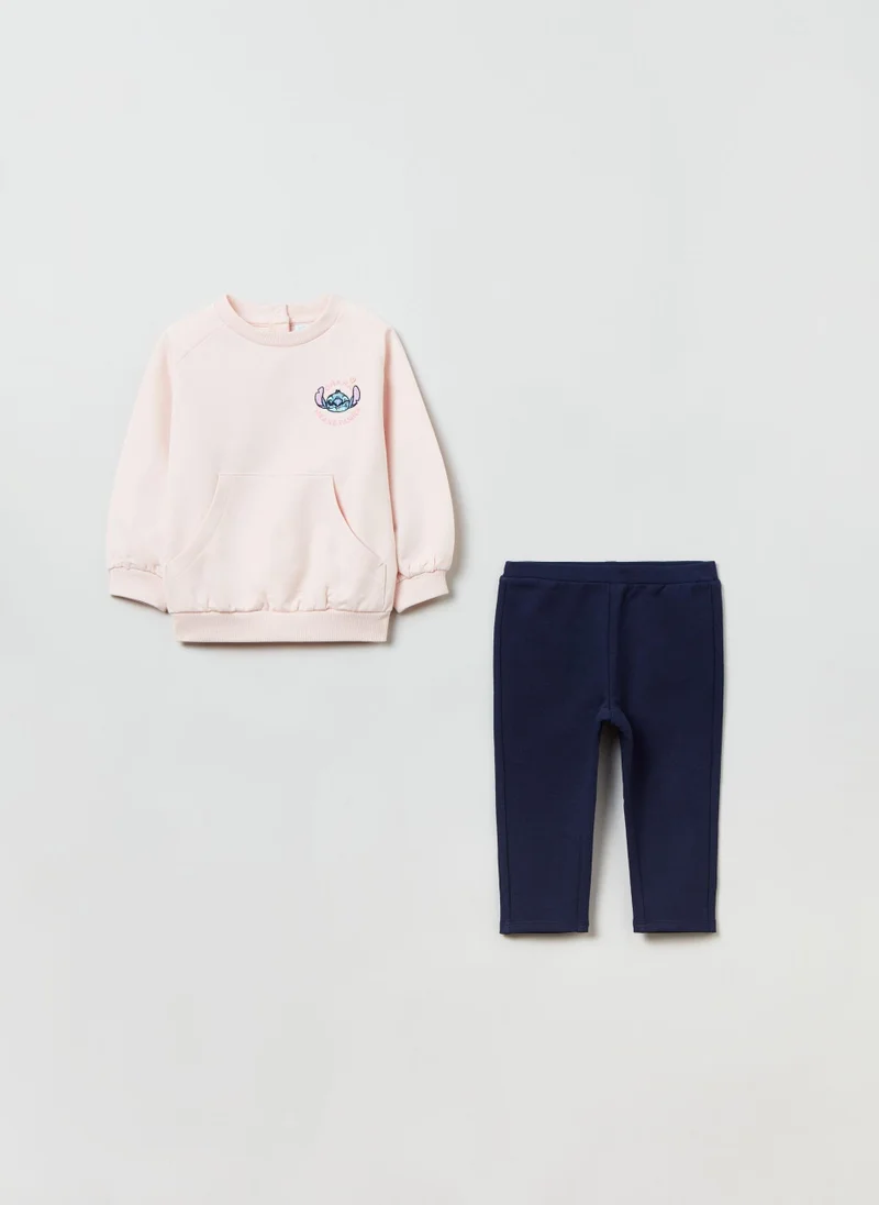 او في اس Ovs Top And Leggings Jogging Set With Stitch Print