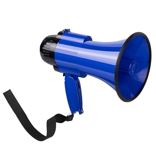 Loudmore 30 Watt Power Portable Megaphone Bullhorn Speaker Voice, Siren/Alarm and 240S Recording with Volume Control and Strap (Blue) - Image 1