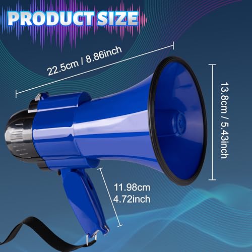 Loudmore 30 Watt Power Portable Megaphone Bullhorn Speaker Voice, Siren/Alarm and 240S Recording with Volume Control and Strap (Blue) - Image 2