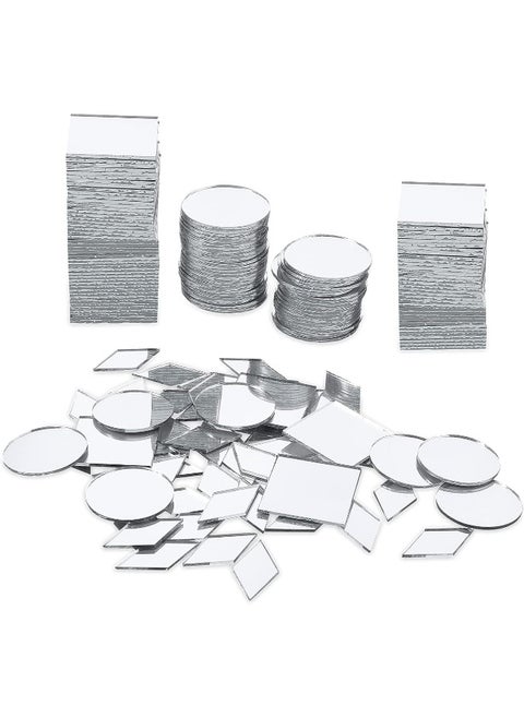 120 Pcs Small Mirrors for Crafts, 3 Shapes Mirror Pieces for Crafts, Square Diamond Round Craft Mirror DIY Mirror Mosaic Tiles for Disco Ball Lamp Framing Decoration