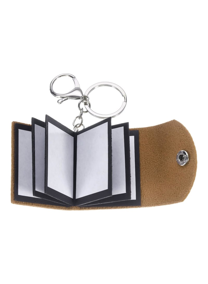 Luckam Brown Mini Photo Keychain with DIY Mini Photo Album, Personalized Picture Key Chain for Family, Customizable Portable Photo Holder, Ideal Gift for Loved Ones, Travel, Home, and Everyday Use (Brown) - Image 1
