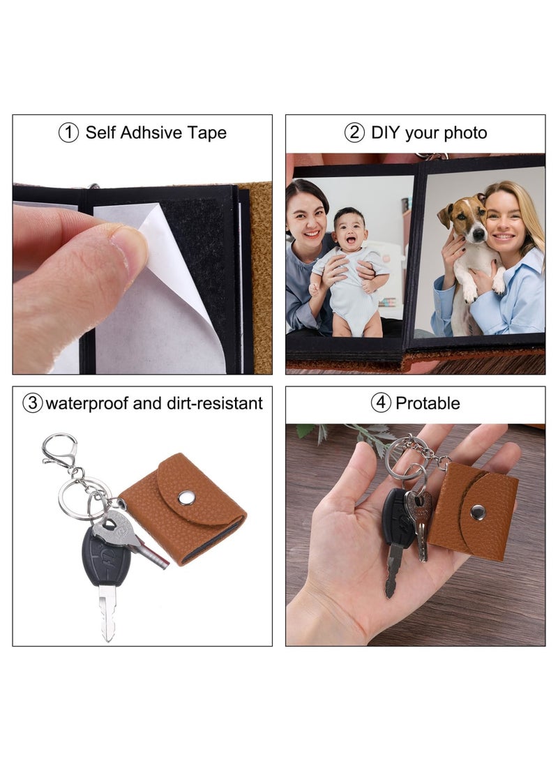 Luckam Brown Mini Photo Keychain with DIY Mini Photo Album, Personalized Picture Key Chain for Family, Customizable Portable Photo Holder, Ideal Gift for Loved Ones, Travel, Home, and Everyday Use (Brown) - Image 4