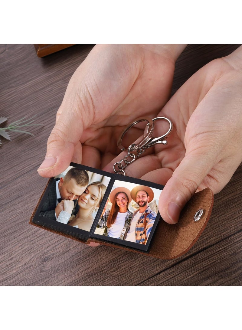 Luckam Brown Mini Photo Keychain with DIY Mini Photo Album, Personalized Picture Key Chain for Family, Customizable Portable Photo Holder, Ideal Gift for Loved Ones, Travel, Home, and Everyday Use (Brown) - Image 3