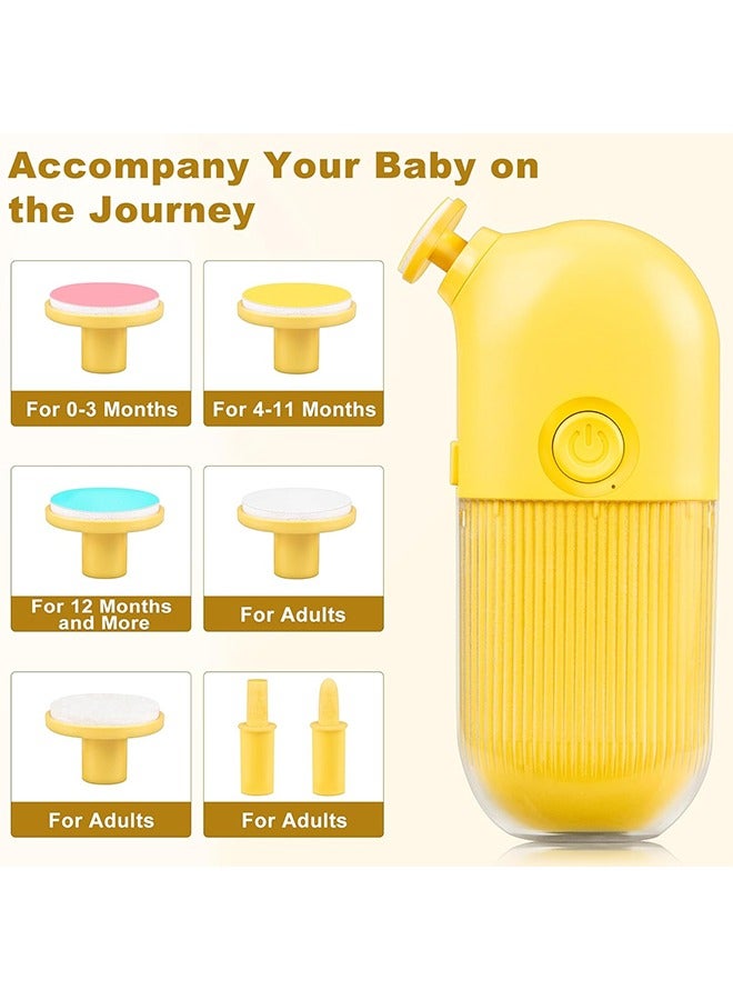 Baby Electric Nail Trimmer, 7 Safe Grinding Heads Nail File Kit, Rechargeable Safe Nail File for Baby Newborn Infant Toddler Kids or Adults Toes Fingernails (Yellow) - Image 3