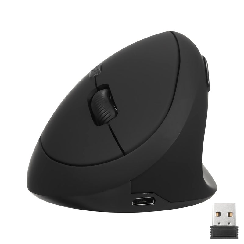 فأرة مكتب مطبعة 2.4G لاسلكية عمودية بمواجهةergonomica و 6 مفاتيح، وثقل DPI قابل للتعديل بثلاث ملامح، وبطارية ليثيوم مدمجة بسعة 400 مللي أمبير ساعة، باللون الأسود - Image 1
