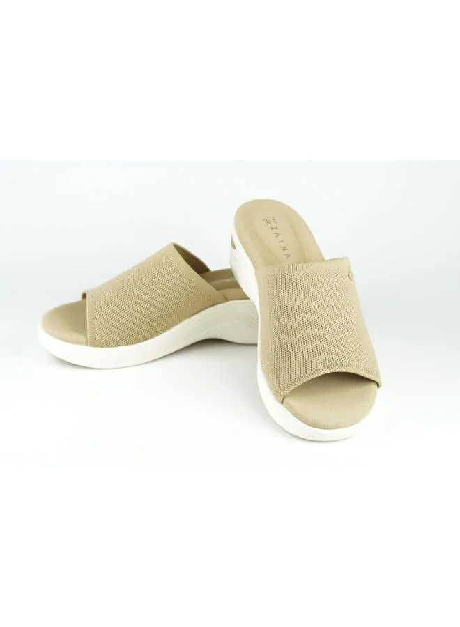 Zayna Beige 221-354 Zayna Women's Knit Wedge Slide 24ABT545 Beige for Women | Best Price UAE