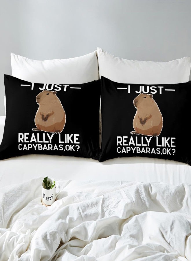 Castle Fairy Funny Capybaras Bedding Set,Cute Capybara Comforter Cover Set for Teens Women Room Decor,Wild Animals Duvet Cover Breathable Black and White Bedspread Cover Full Size(No Comforter) - Image 5