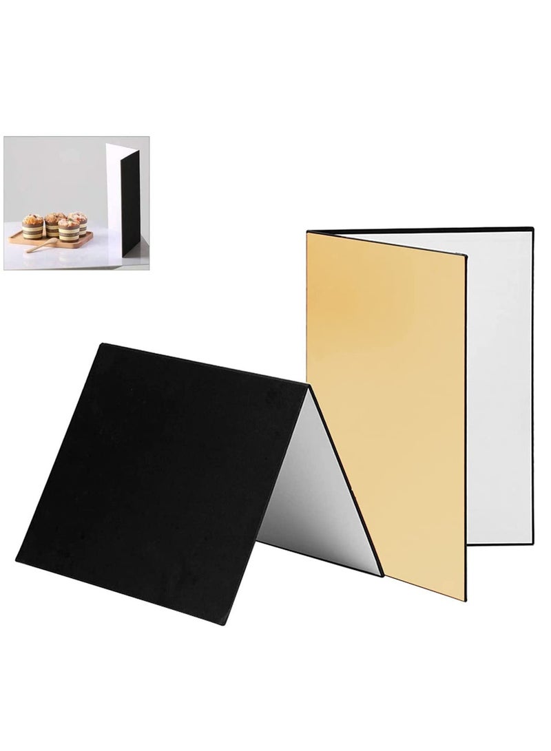 Lighting 3 In 1 Light Reflector Cardboard Photography Folding Diffuser for Glass Ceramic Jewelry Cosmetics Food Product Still Life Photo Shooting Thick Paper Double Sided Board (A3 Gold) - Image 1