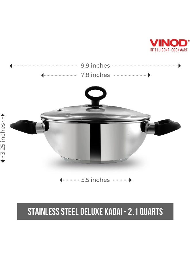 VINOD قدر فينود الفولاذ المقاوم للصدأ ديلوكس مع غطاء زجاجي - 20 سم، 1.5 لتر (صديق للحث) - Image 2