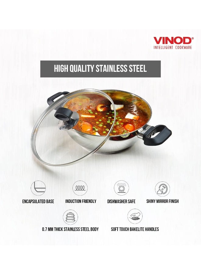 VINOD قدر فينود الفولاذ المقاوم للصدأ ديلوكس مع غطاء زجاجي - 20 سم، 1.5 لتر (صديق للحث) - Image 4