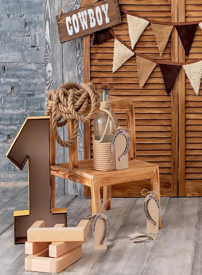 Hercicy 24 Pcs Western Party Decorations 12 Mini Cowboy Hat 12 Good Lucky Horseshoes with Kraft Tag Miniature Centerpiece Decor for Table Birthday Western Party Cowgirl Vintage Wedding Topper - Image 2