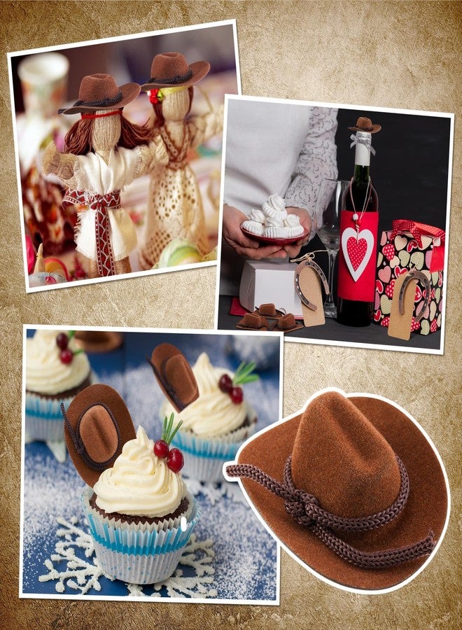 Hercicy 24 Pcs Western Party Decorations 12 Mini Cowboy Hat 12 Good Lucky Horseshoes with Kraft Tag Miniature Centerpiece Decor for Table Birthday Western Party Cowgirl Vintage Wedding Topper - Image 3