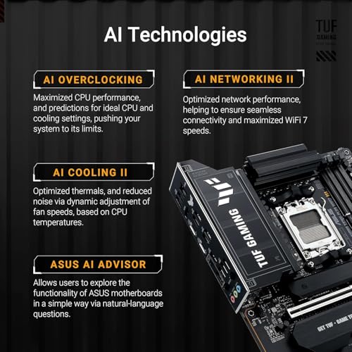 MICRO CENTER AMD Ryzen 9 9950X3D CPU Processor with ASUS TUF Gaming X870E-PLUS WIFI7 ATX Motherboard (DDR5, PCIe 5.0 x16, 4X M.2 Slots, WiFi 7, 2 x Type-C USB4) - Image 3
