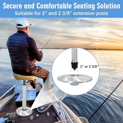 MTZUL 9" x 9" Boat Seat Base Aluminum Alloy Material Fits 2" or 2 3/8" Pin Post Sockets SP-68914 Heavy Duty Boat Seat Pedestals Compatible with Attwood Swivl-Eze Boat Seat Mounts Fits Most Boats - Image 3