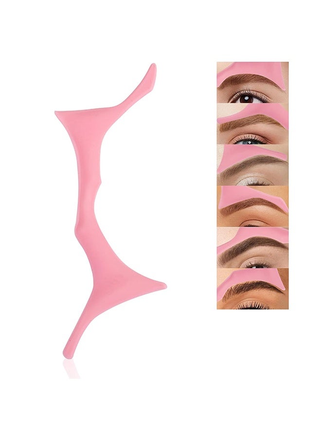 Generic Silicone Eyebrow Stencils, 6 in 1 Reusable Eyebrow Template for Brow Stamp, 6 Eyebrow Shapes Beginners Friendly Eye Makeup Aid Brow Buddy Beauty Ruler, Professional Quick Eye Makeup Tool-Pink  - Image 1
