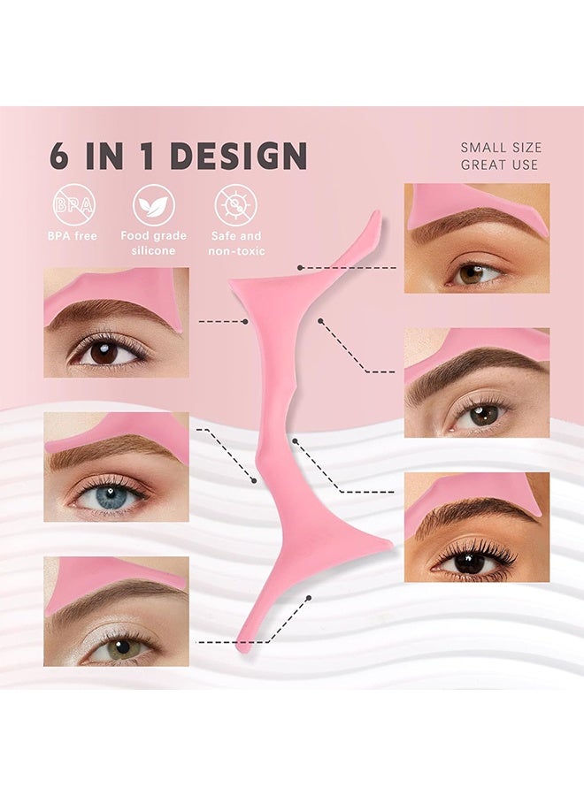 Generic Silicone Eyebrow Stencils, 6 in 1 Reusable Eyebrow Template for Brow Stamp, 6 Eyebrow Shapes Beginners Friendly Eye Makeup Aid Brow Buddy Beauty Ruler, Professional Quick Eye Makeup Tool-Pink  - Image 2