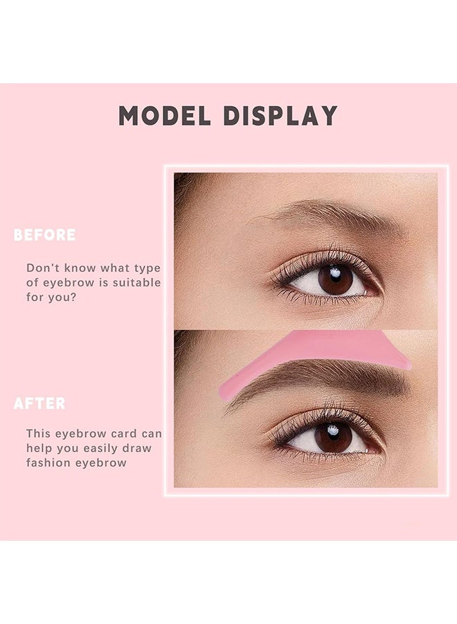 Generic Silicone Eyebrow Stencils, 6 in 1 Reusable Eyebrow Template for Brow Stamp, 6 Eyebrow Shapes Beginners Friendly Eye Makeup Aid Brow Buddy Beauty Ruler, Professional Quick Eye Makeup Tool-Pink  - Image 4
