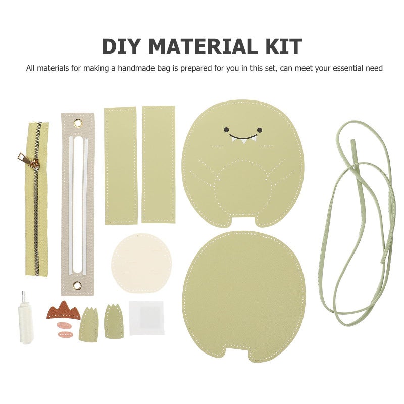 DIY Pu Leather Bag Making Kit Crossbody Purse Green Dinosaur Craft Supplies - Image 5