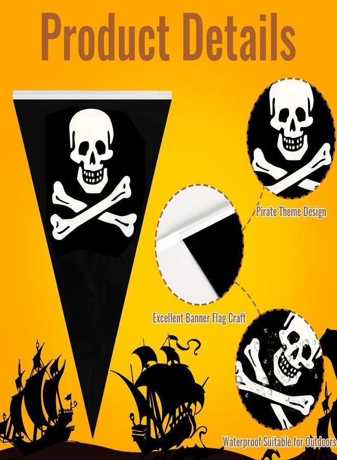 MARFOREVER 100 Ft Pirate Banner Flag, 48 Pcs Pirate Triangle Banner Flags Birthday Party Decorations Skull Pennant Flag for Halloween Pirate Ship Party Supplies Outdoor Indoor (17.7 x 11.8 inches) - Image 5