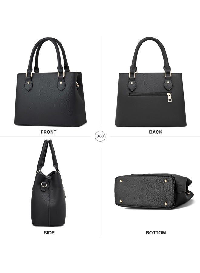 CHICAROUSAL Purses and Handbags for Women Leather Crossbody Bags Women's Tote Shoulder Bag, Black Cc - Image 4