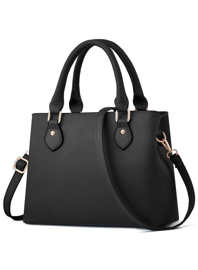 CHICAROUSAL Purses and Handbags for Women Leather Crossbody Bags Women's Tote Shoulder Bag, Black Cc - Image 1