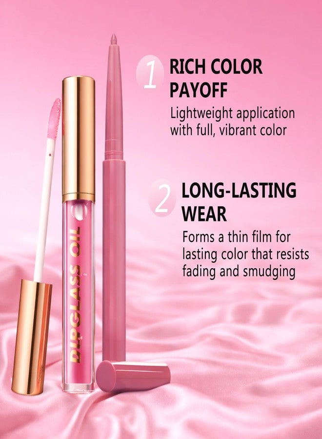 Jutqut Pink Lip Liner and Gloss Lip Kit, Waterproof Long-Lasting Combo Set with Matte Lip Liner Pencil and Non-Sticky Pluming Tinted Gloss, Highly Pigmented Lipliner Set for Women (09 Pink) - Image 4