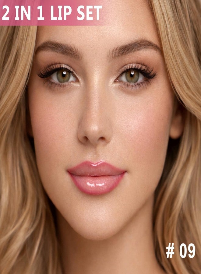 Jutqut Pink Lip Liner and Gloss Lip Kit, Waterproof Long-Lasting Combo Set with Matte Lip Liner Pencil and Non-Sticky Pluming Tinted Gloss, Highly Pigmented Lipliner Set for Women (09 Pink) - Image 3