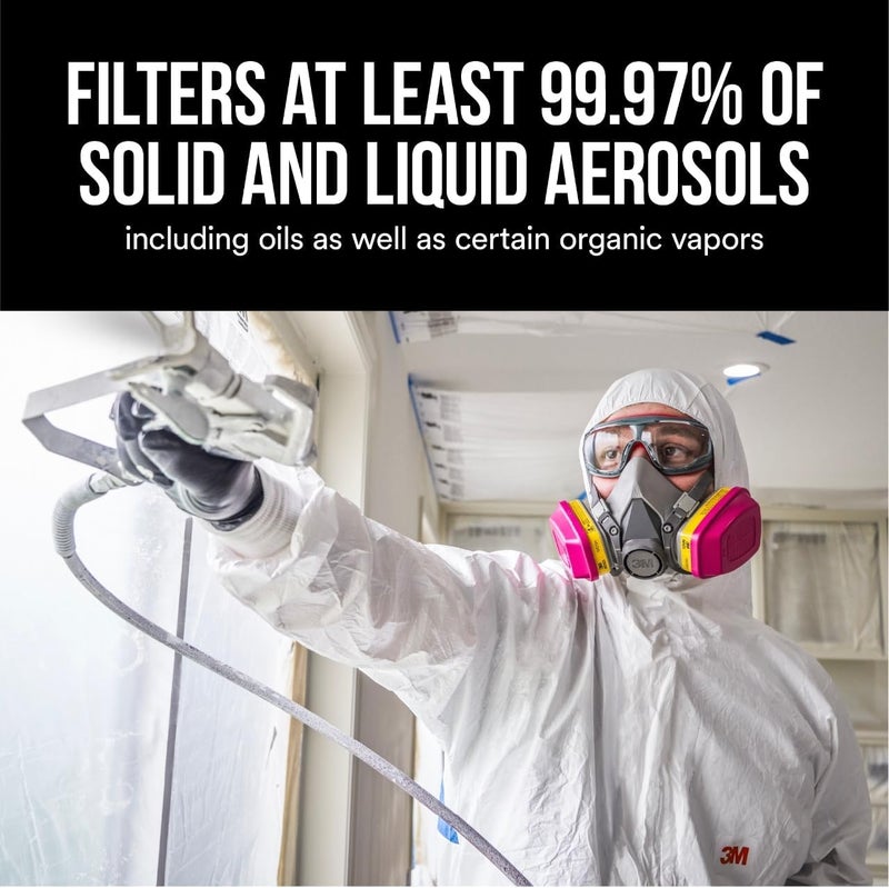 3M P100 / OV / AG Multi-Purpose Reusable Respirator 62023 Medium Size NIOSH-APPROVED P100 / Organic Vapor / Acid Gas Rated Filters Adjustable Head Straps Comfortable & Lightweight (62023H1-DC) - Image 5