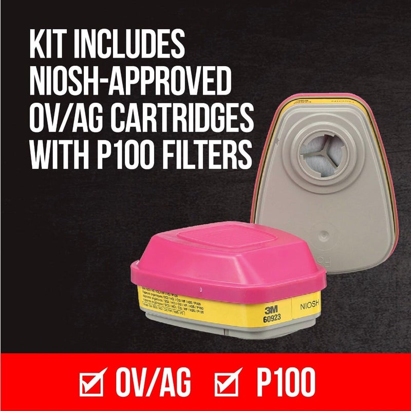 3M P100 / OV / AG Multi-Purpose Reusable Respirator 62023 Medium Size NIOSH-APPROVED P100 / Organic Vapor / Acid Gas Rated Filters Adjustable Head Straps Comfortable & Lightweight (62023H1-DC) - Image 4