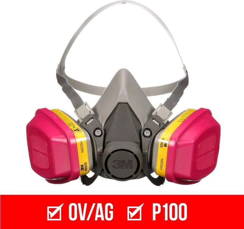 3M P100 / OV / AG Multi-Purpose Reusable Respirator 62023 Medium Size NIOSH-APPROVED P100 / Organic Vapor / Acid Gas Rated Filters Adjustable Head Straps Comfortable & Lightweight (62023H1-DC) - Image 2