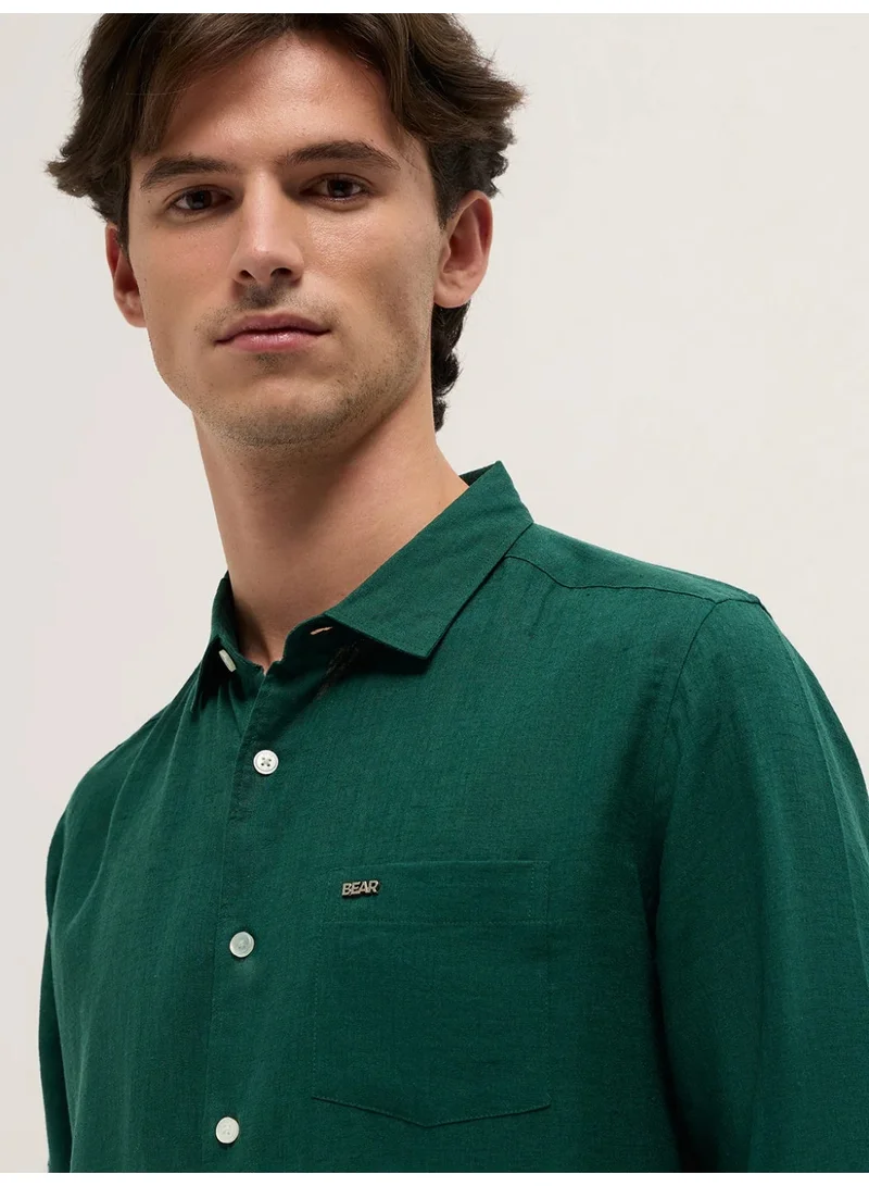 THE BEAR HOUSE Men’s Long Sleeve Shirt – Classic, Comfortable and Stylish Essential for Work, Travel or Casual Outings