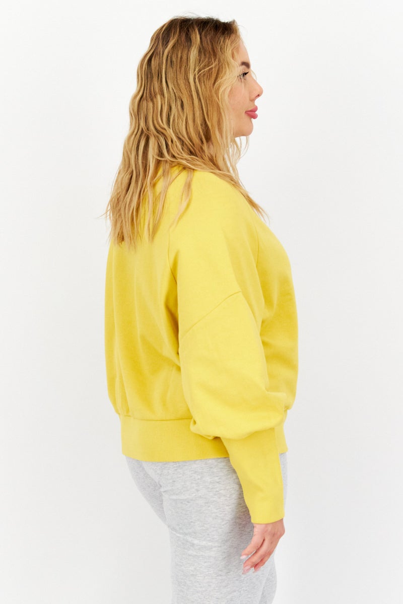 Levi's Women Crew Neck Long Sleeve Plain Sweatshirt, Yellow - Image 2